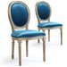 Chaise médaillon bois et velours bleu Louis XVI - Lot de 2 - Photo n°1