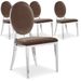Chaise médaillon effet miroir et velours taupe Louis XVI - Lot de 4 - Photo n°1