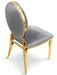 Chaise médaillon velours argenté et pieds métal doré Louis XVI - Lot de 2 - Photo n°3