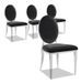 Chaise médaillon velours noir et pieds métal argenté effet miroir Arel - Lot de 4 - Photo n°3