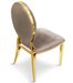 Chaise médaillon velours taupe et pieds métal doré Louis XVI - Lot de 2 - Photo n°3