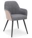 Chaise moderne avec accoudoirs tissu gris et beige Utilia - Lot de 2 - Photo n°2