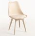 Chaise moderne polypropylène et coussin d'assise simili cuir beige Arko - Lot de 2 - Photo n°1
