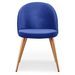Chaise moderne velours bleu et pieds métal imitation bois Skoda - Lot de 4 - Photo n°3