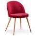 Chaise moderne velours rouge et pieds métal imitation bois Skoda - Lot de 4 - Photo n°2