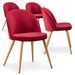 Chaise moderne velours rouge et pieds métal imitation bois Skoda - Lot de 4 - Photo n°1