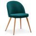 Chaise moderne velours vert et pieds métal imitation bois Skoda - Lot de 4 - Photo n°2