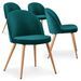 Chaise moderne velours vert et pieds métal imitation bois Skoda - Lot de 4 - Photo n°1