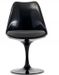 Chaise noir brillant avec coussin tissu noir pétale de tulipe - Photo n°1