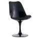 Chaise noir brillant avec coussin tissu noir pétale de tulipe - Photo n°2