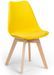 Chaise nordique coussin simili cuir jaune citron et pieds hêtre clair Tula - Photo n°1
