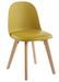 Chaise nordique naturel et jaune avec un coussin d'assise en simili cuir Dekan - Photo n°1