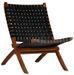 Chaise pliante cuir bandes noir et acacia laqué clair Manilou - Photo n°1