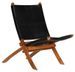 Chaise pliante cuir noir et acacia laqué Manilou - Photo n°3