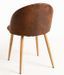 Chaise rembourrée simili cuir marron vintage et pieds acier naturel Kiluma - Photo n°3