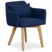 Chaise scandinave avec accoudoir tissu bleu Kendi - Lot de 2 - Photo n°2