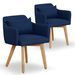 Chaise scandinave avec accoudoir tissu bleu Kendi - Lot de 2 - Photo n°1