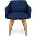 Chaise scandinave avec accoudoir tissu bleu Kendi - Lot de 2 - Photo n°3