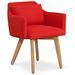 Chaise scandinave avec accoudoir tissu rouge Kendi - Lot de 2 - Photo n°2