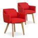 Chaise scandinave avec accoudoir tissu rouge Kendi - Lot de 2 - Photo n°1