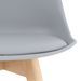Chaise scandinave gris avec coussin simili cuir et pieds hêtre naturel Karena - Photo n°6