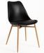 Chaise scandinave noire avec coussin simili cuir noir et pieds bois naturel Keny - Photo n°1