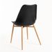 Chaise scandinave noire avec coussin simili cuir noir et pieds bois naturel Keny - Photo n°3