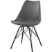Chaise simili cuir gris et pieds métal noir Neman - Lot de 4 - Photo n°1