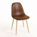 Chaise simili cuir marron vintage et pieds métal effet bois naturel Kuza - Lot de 2 - Photo n°1
