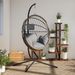 Chaise suspendue forme d'œuf et support gris clair rotin acier - Photo n°1