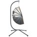 Chaise suspendue forme d'œuf et support gris clair rotin acier - Photo n°5