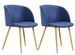 Chaise tissu bleu et pieds métal imitation bois John - Lot de 2 - Photo n°1