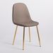 Chaise tissu lin taupe et pieds métal doré Kinze - Photo n°1