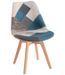 Chaise tissu patchwork bleu et pieds hêtre massif clair Kaby - Photo n°1