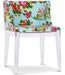 Chaise transparente et imprimée floral bleu Delice - Photo n°1