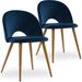 Chaise velours bleu et pieds bois métal effet bois Nassu - Lot de 2 - Photo n°1