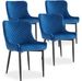 Chaise velours bleu et pieds métal noir Ella - Lot de 4 - Photo n°1