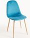 Chaise velours bleu turquoise et pieds métal effet bois naturel Kuza - Lot de 2 - Photo n°1