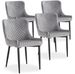 Chaise velours gris et pieds métal noir Ella - Lot de 4 - Photo n°1