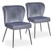 Chaise velours gris et pieds métal noir Indal - Lot de 2 - Photo n°1