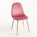 Chaise velours rose et pieds métal effet bois naturel Kuza - Lot de 2 - Photo n°1