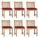 Chaises de jardin 6 pcs avec coussins Bois de teck massif 2 - Photo n°1