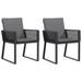 Chaises de jardin avec coussins lot de 2 noir résine tressée - Photo n°1