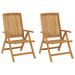 Chaises de jardin inclinables 2pcs et coussins bois massif teck - Photo n°3