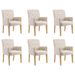 Chaises de salle à manger avec accoudoirs 6 pcs Beige Tissu - Photo n°1