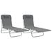 Chaises longues pliables 2 pcs gris textilène et acier - Photo n°2