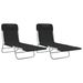 Chaises longues pliables 2 pcs noir textilène et acier - Photo n°2