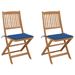 Chaises pliables de jardin 2 pcs avec coussins Bois d'acacia 18 - Photo n°1