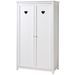 Chambre 5 pièces lit baldaquin sommier voile chevet et armoire 2 portes bois laqué blanc Cœur 90x200 cm - Photo n°5