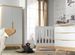 Chambre bébé Bonheur lit évolutif 70x140 cm commode à langer et armoire blanc et bouleau - Photo n°1